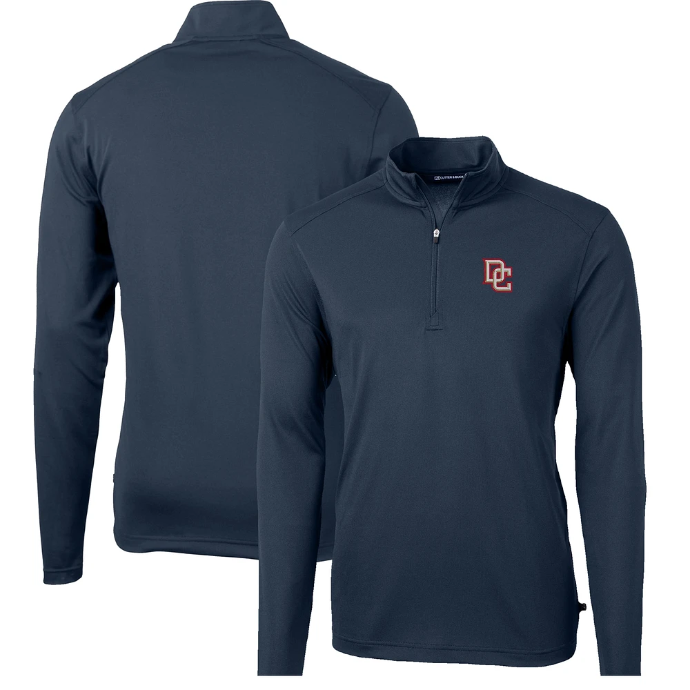 Men's Cutter & Buck Navy Washington Nationals Cooperstown Collection Big Tall Virtue Eco Pique Recycled Quarter-Zip Top