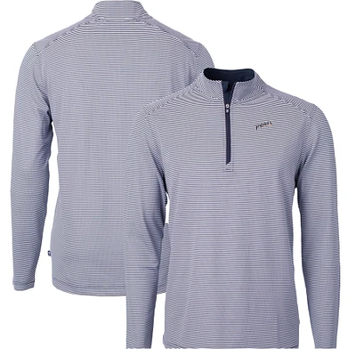 Men's Cutter & Buck Navy San Diego Padres Big Tall Cooperstown Collection Virtue Eco Pique Micro Stripe Recycled Quarter-Zip Top