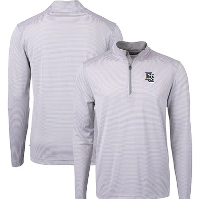 Men's Cutter & Buck Gray Washington Nationals Big Tall Cooperstown Collection Virtue Eco Pique Micro Stripe Recycled Quarter-Zip Top