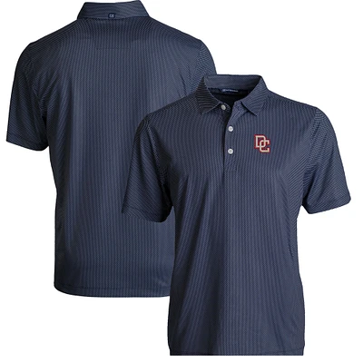Men's Cutter & Buck Navy Washington Nationals Big Tall Cooperstown Collection Pike Eco Symmetry Print Stretch Recycled Polo