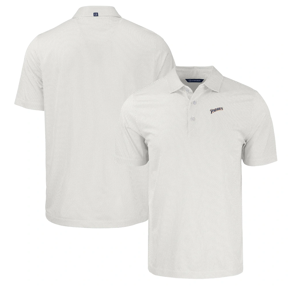 Men's Cutter & Buck White San Diego Padres Big Tall Cooperstown Collection Pike Eco Symmetry Print Stretch Recycled Polo