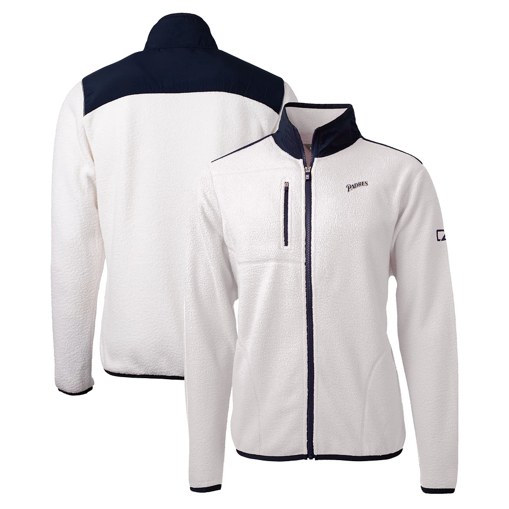 Men's Cutter & Buck Oatmeal San Diego Padres Big Tall Cooperstown Collection Americana Cascade Eco Fleece Full-Zip Jacket