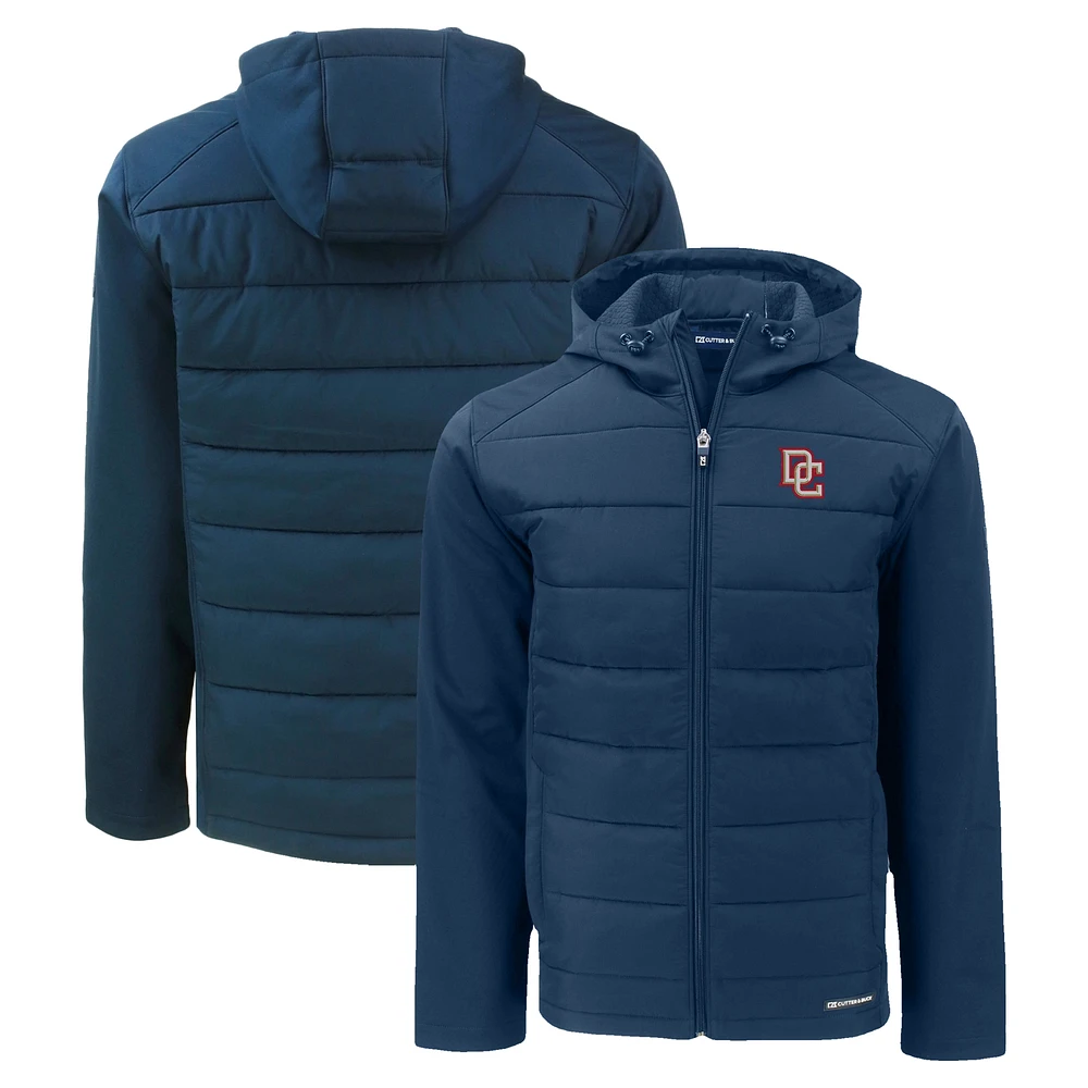 Men's Cutter & Buck Navy Washington Nationals Big Tall Cooperstown Collection Evoke Hybrid Eco Softshell Recycled Full-Zip Hooded Jacket