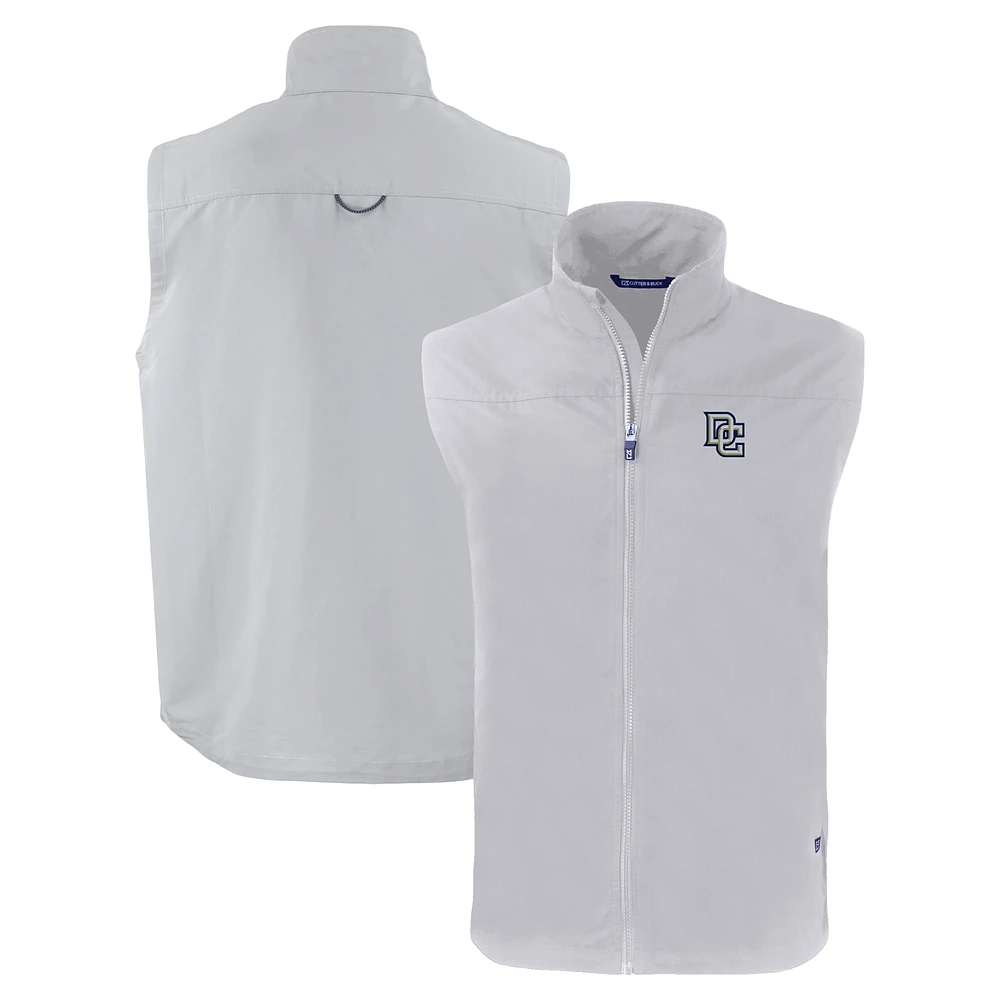 Men's Cutter & Buck Gray Washington Nationals Big Tall Cooperstown Collection Charter Eco Recycled Full-Zip Vest