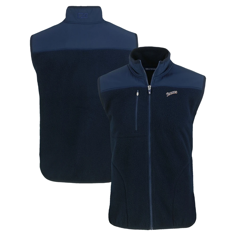 Men's Cutter & Buck Navy San Diego Padres Big Tall Cooperstown Collection Cascade Eco Sherpa Fleece Full-Zip Vest