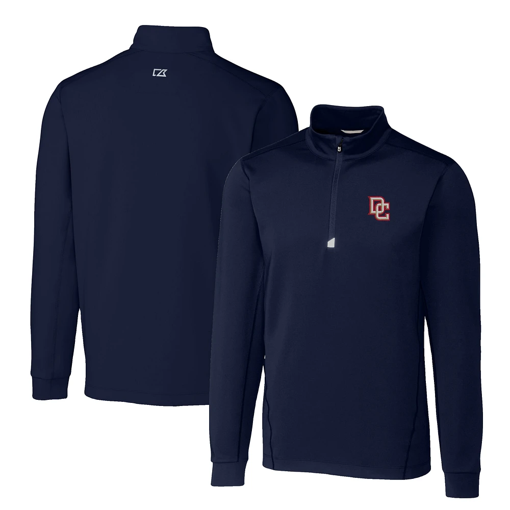 Men's Cutter & Buck Navy Washington Nationals Big Tall Cooperstown Collection Traverse Eco Tri-Blend Quarter-Zip Jacket