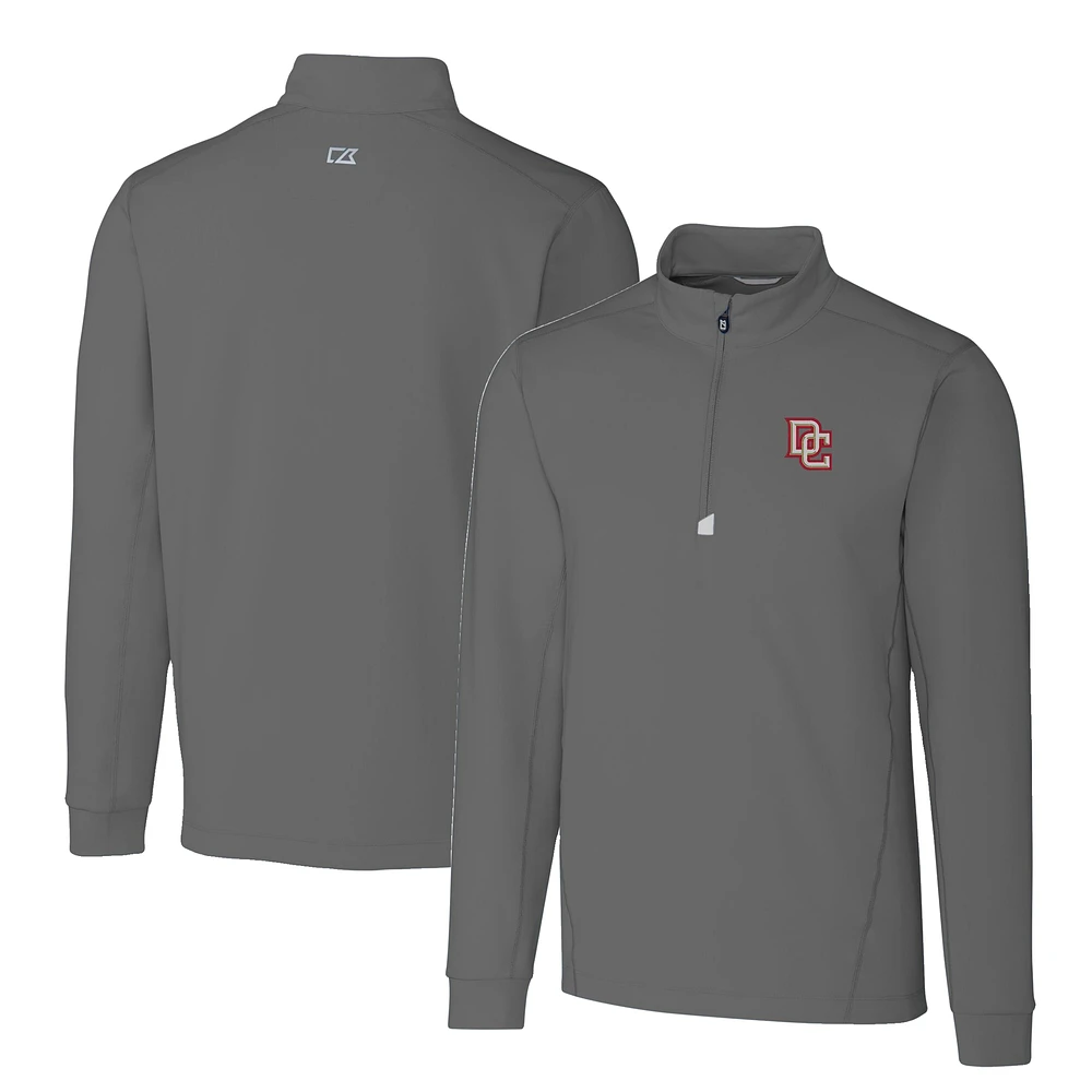 Men's Cutter & Buck Gray Washington Nationals Big Tall Cooperstown Collection Traverse Eco Tri-Blend Quarter-Zip Jacket