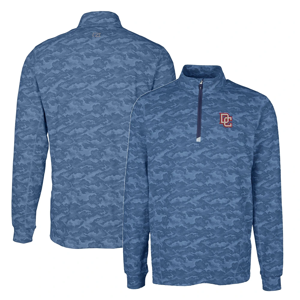 Men's Cutter & Buck Navy Washington Nationals Big Tall Cooperstown Collection Traverse Eco Camo Print Quarter-Zip Top