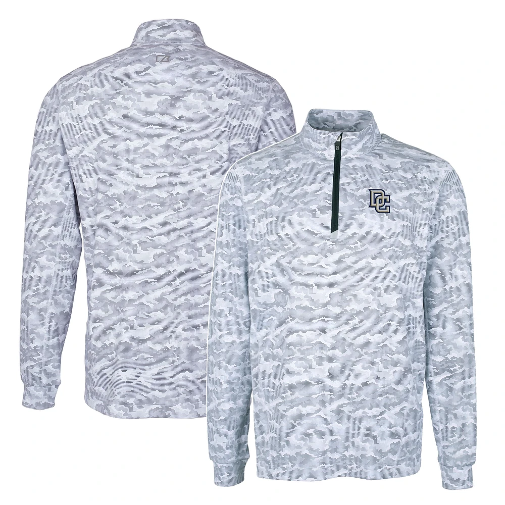 Men's Cutter & Buck Charcoal Washington Nationals Big Tall Cooperstown Collection Traverse Eco Camo Print Quarter-Zip Top