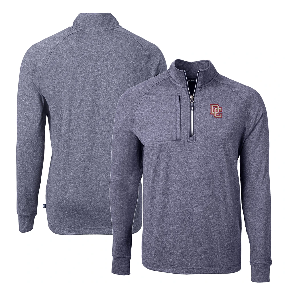 Men's Cutter & Buck Heather Navy Washington Nationals Big Tall Cooperstown Collection Adapt Eco Knit Quarter-Zip Top