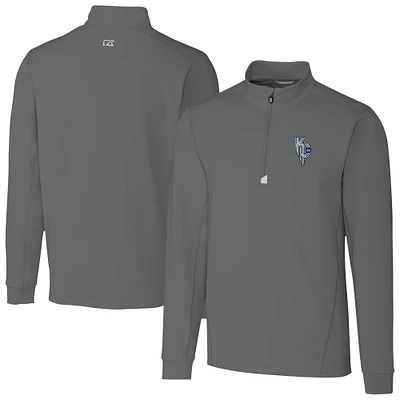 Men's Cutter & Buck Gray Kansas City Royals Traverse Stretch Quarter-Zip Pullover Top