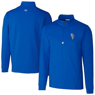 Men's Cutter & Buck Royal Kansas City Royals Traverse Stretch Quarter-Zip Pullover Top