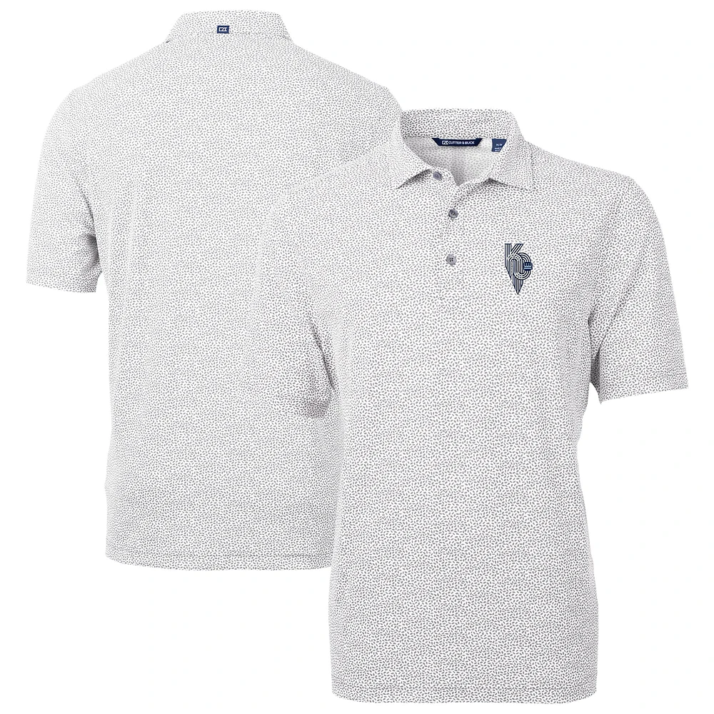 Men's Cutter & Buck Gray Kansas City Royals Connect Virtue Eco Pique Botanical Print Recycled Polo