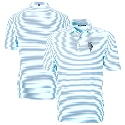 Men's Cutter & Buck Light Blue Kansas City Royals Connect Virtue Eco Pique Stripe Recycled Polo