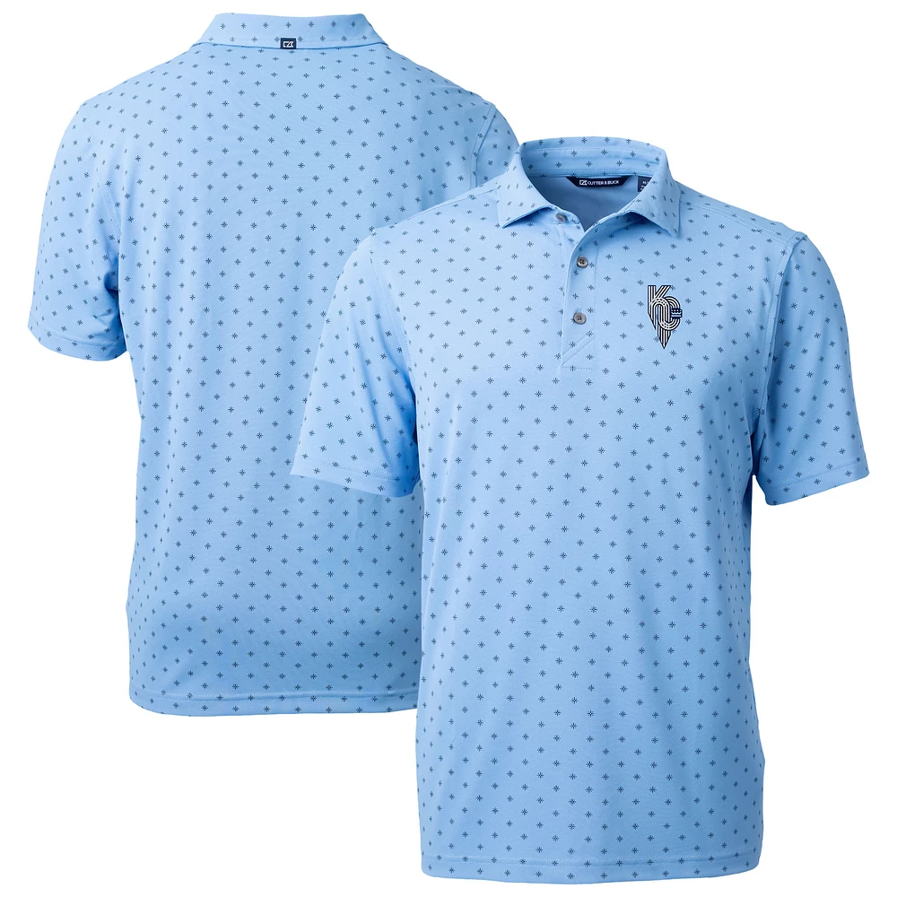 Men's Cutter & Buck Light Blue Kansas City Royals Connect Virtue Eco Pique Tile Print Recycled Polo