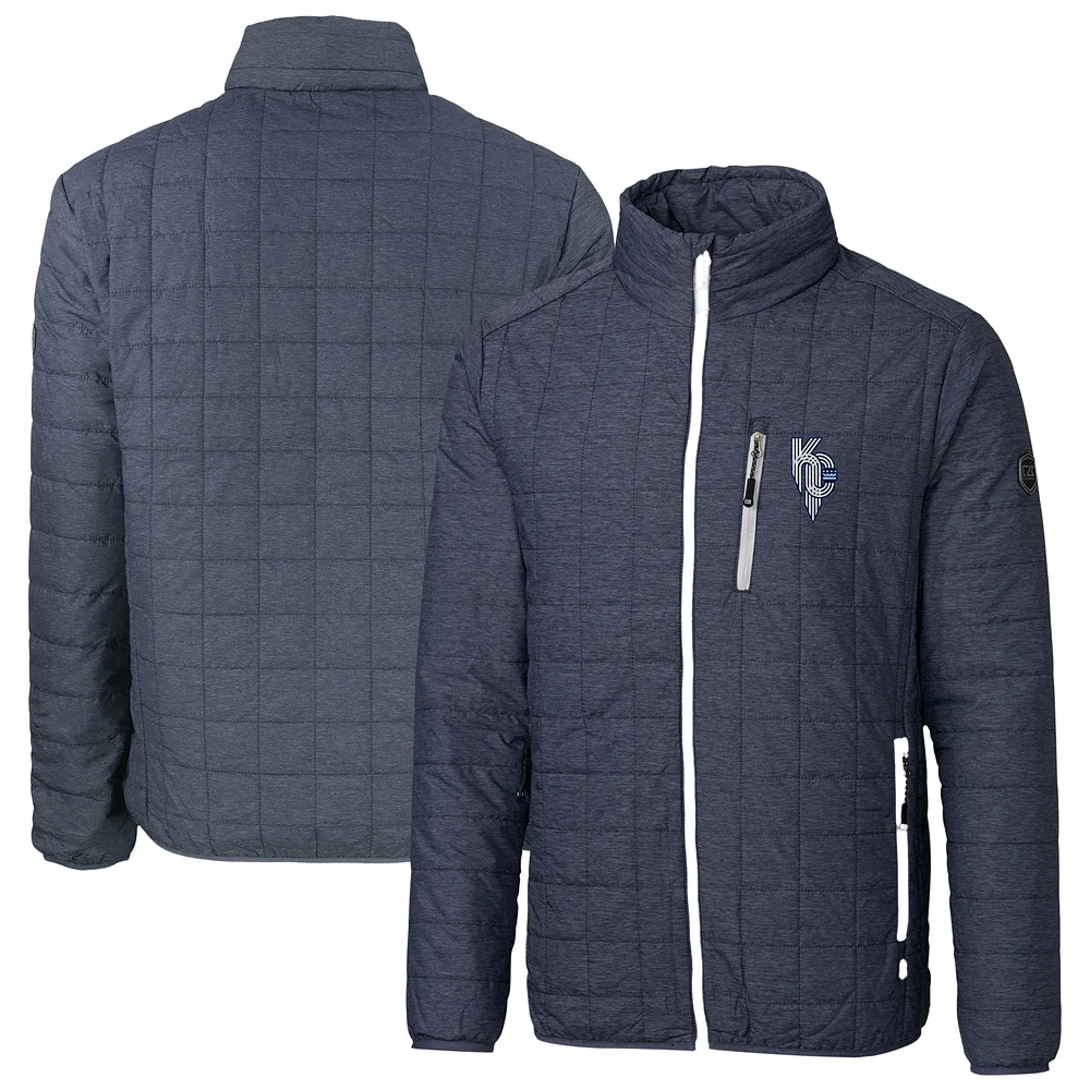 Men's Cutter & Buck Anthracite Kansas City Royals Connect Rainier PrimaLoft Eco Insulated Full-Zip Puffer Jacket