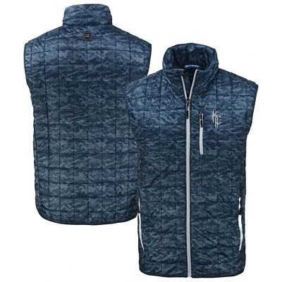 Men's Cutter & Buck Navy Kansas City Royals Rainier PrimaLoft® Eco Insulated Full-Zip Printed Puffer Vest