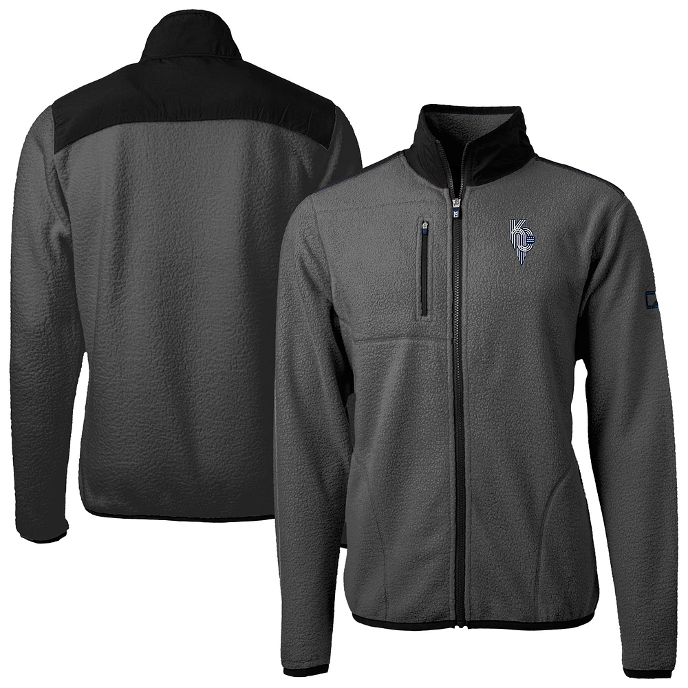 Men's Cutter & Buck Gray Kansas City Royals Cascade Eco Sherpa Fleece Full-Zip Jacket