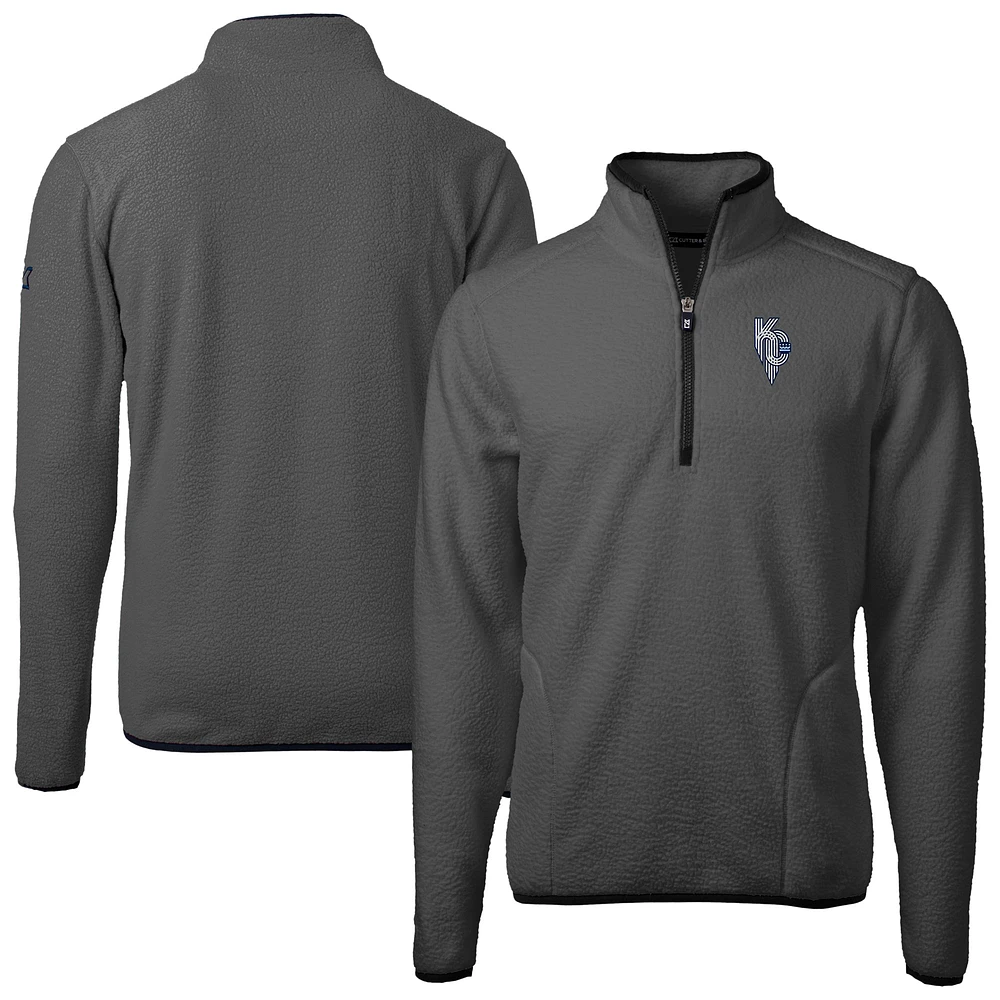 Men's Cutter & Buck Gray Kansas City Royals Cascade Eco Sherpa Fleece Quarter-Zip Jacket