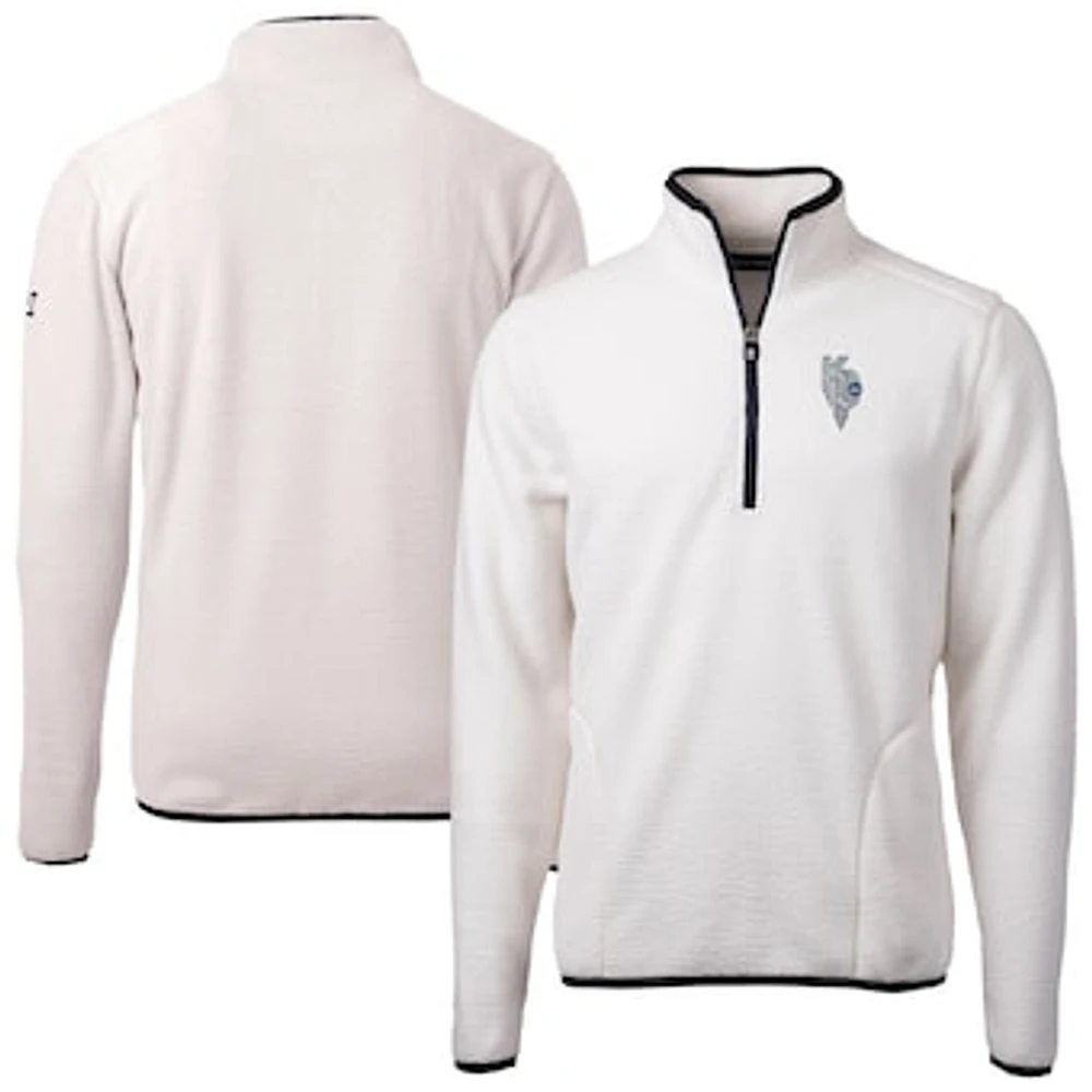 Men's Cutter & Buck Oatmeal Kansas City Royals Connect Cascade Eco Sherpa Fleece Quarter-Zip Jacket