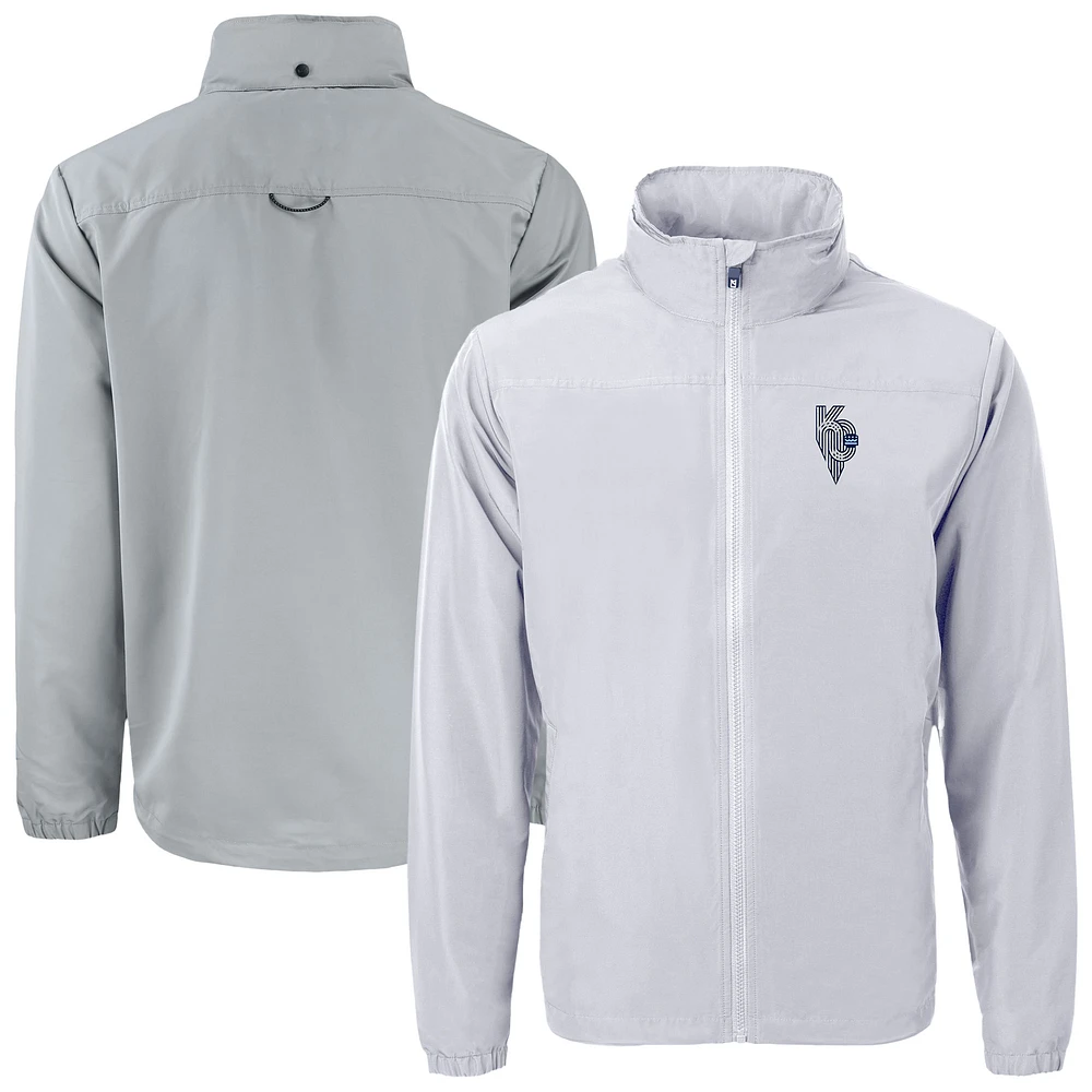 Men's Cutter & Buck Gray Kansas City Royals Connect Charter Eco Recycled Full-Zip Jacket