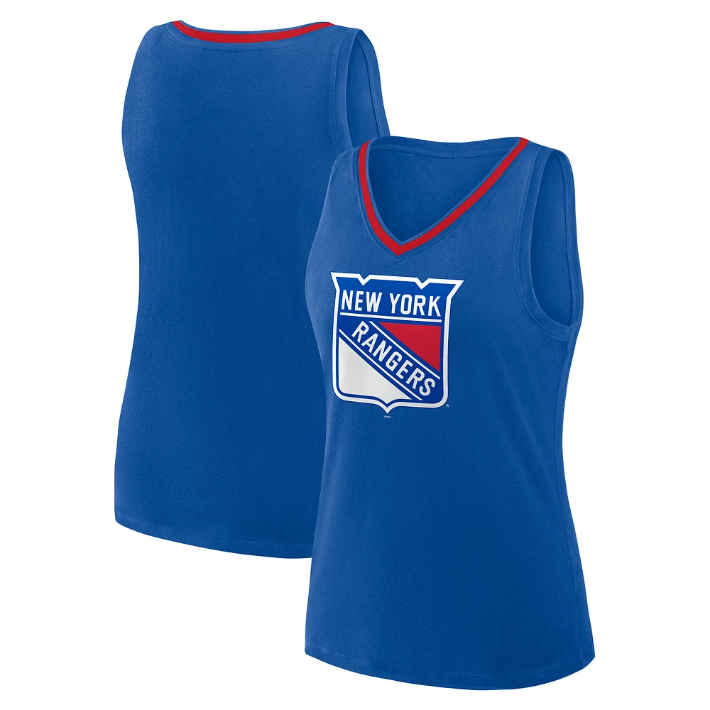 Women's Logo Athletic Blue New York Rangers Stellar Win V-Neck Tank Top