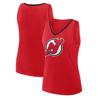 Women's Logo Athletic Red New Jersey Devils Stellar Win V-Neck Tank Top