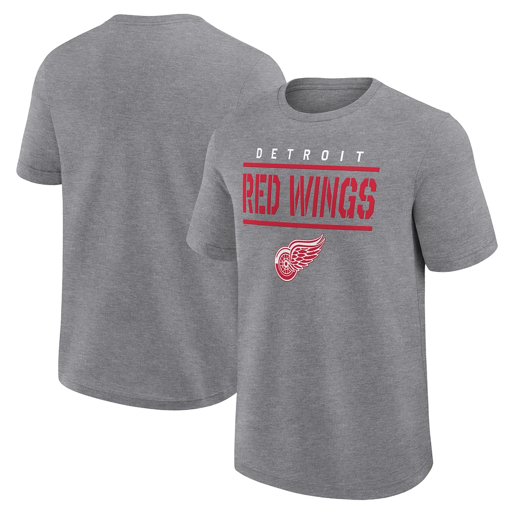 Men's Logo Athletic Heather Gray Detroit Red Wings Top Notch T-Shirt