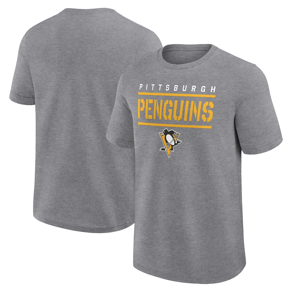 Men's Logo Athletic Heather Gray Pittsburgh Penguins Top Notch T-Shirt