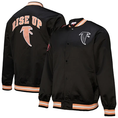 Men's Mitchell & Ness Black Atlanta Falcons Double Down Satin Full-Snap Jacket
