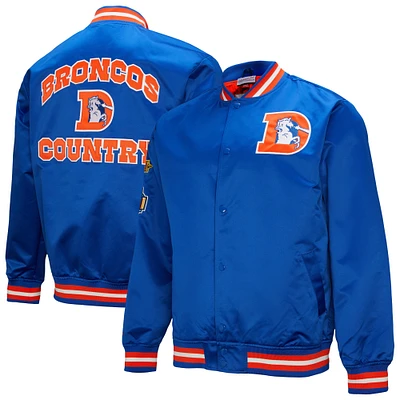 Men's Mitchell & Ness Royal Denver Broncos Double Down Satin Full-Snap Jacket