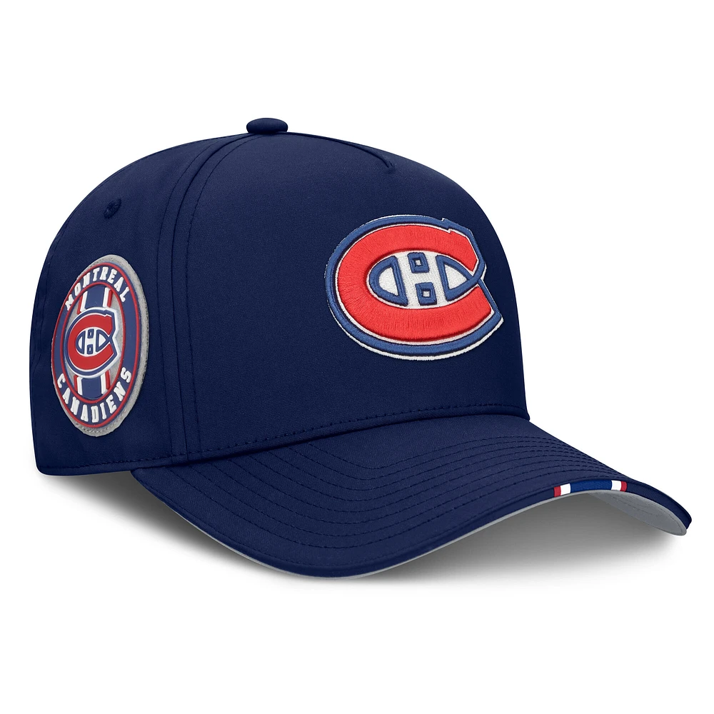Men's Fanatics Navy Montreal Canadiens 2025 NHL Draft Authentic Pro On-Stage Podium A-Frame Adjustable Hat