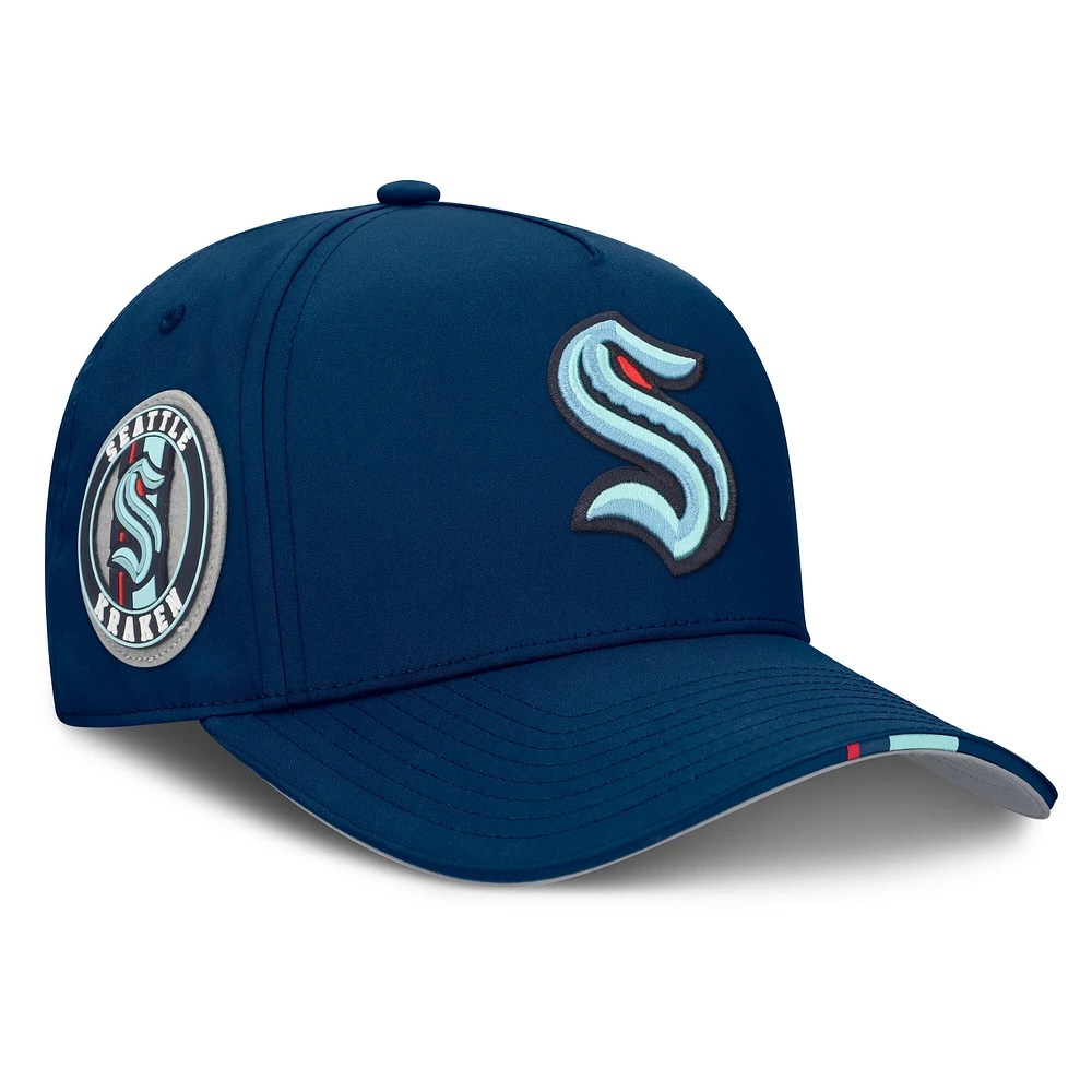 Men's Fanatics Navy Seattle Kraken 2025 NHL Draft Authentic Pro On-Stage Podium A-Frame Adjustable Hat