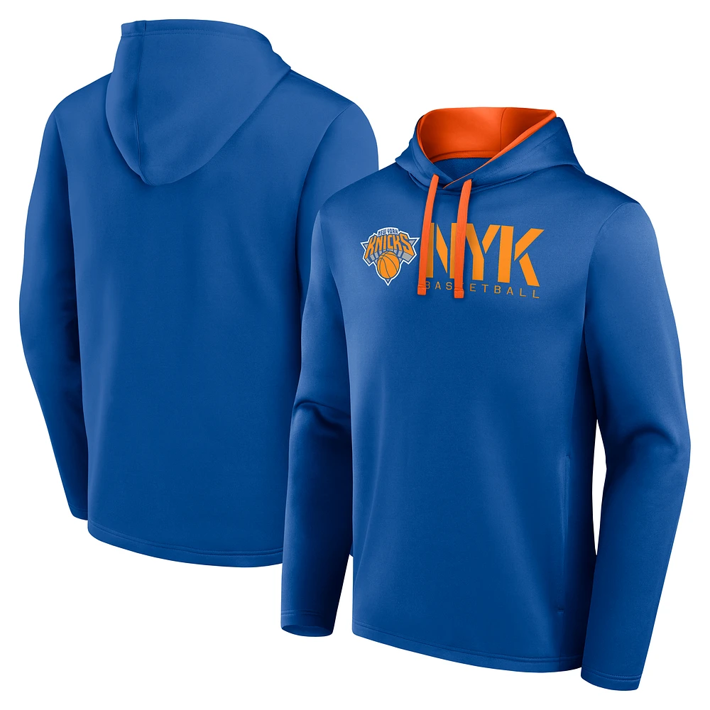 Men's Logo Athletic Blue New York Knicks Head Start Pullover Hoodie