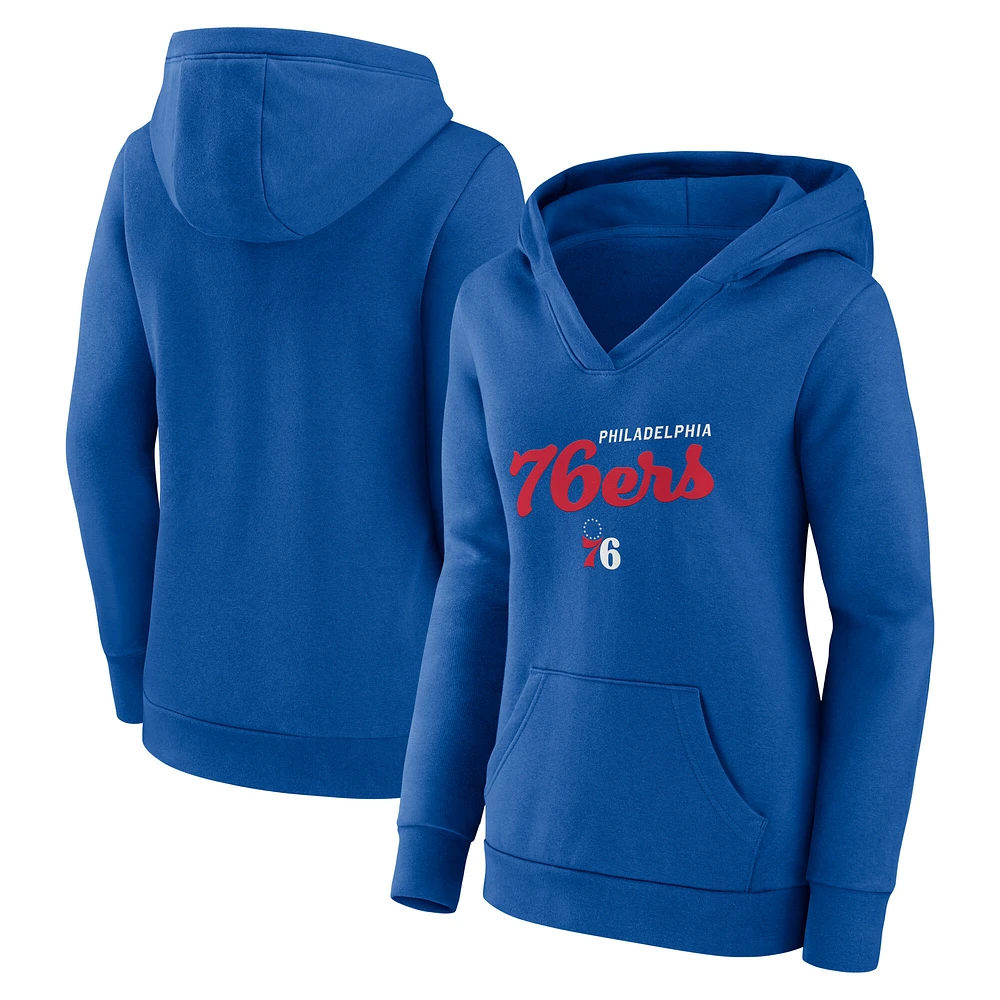 Women's Logo Athletic Royal Philadelphia 76ers Triumphant V-Neck Pullover Hoodie