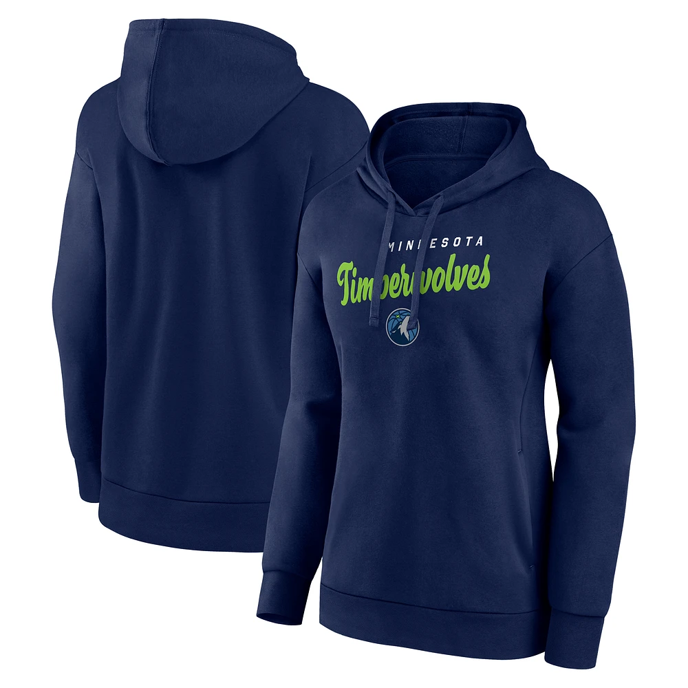 Women's Logo Athletic Navy Minnesota Timberwolves Triumphant V-Neck Pullover Hoodie
