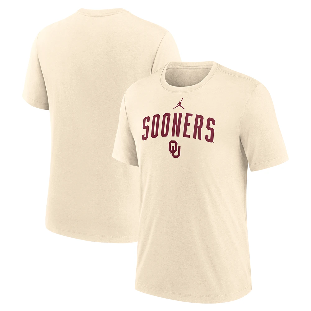 Men's Jordan Brand Natural Oklahoma Sooners Arch Logo Triblend T-Shirt