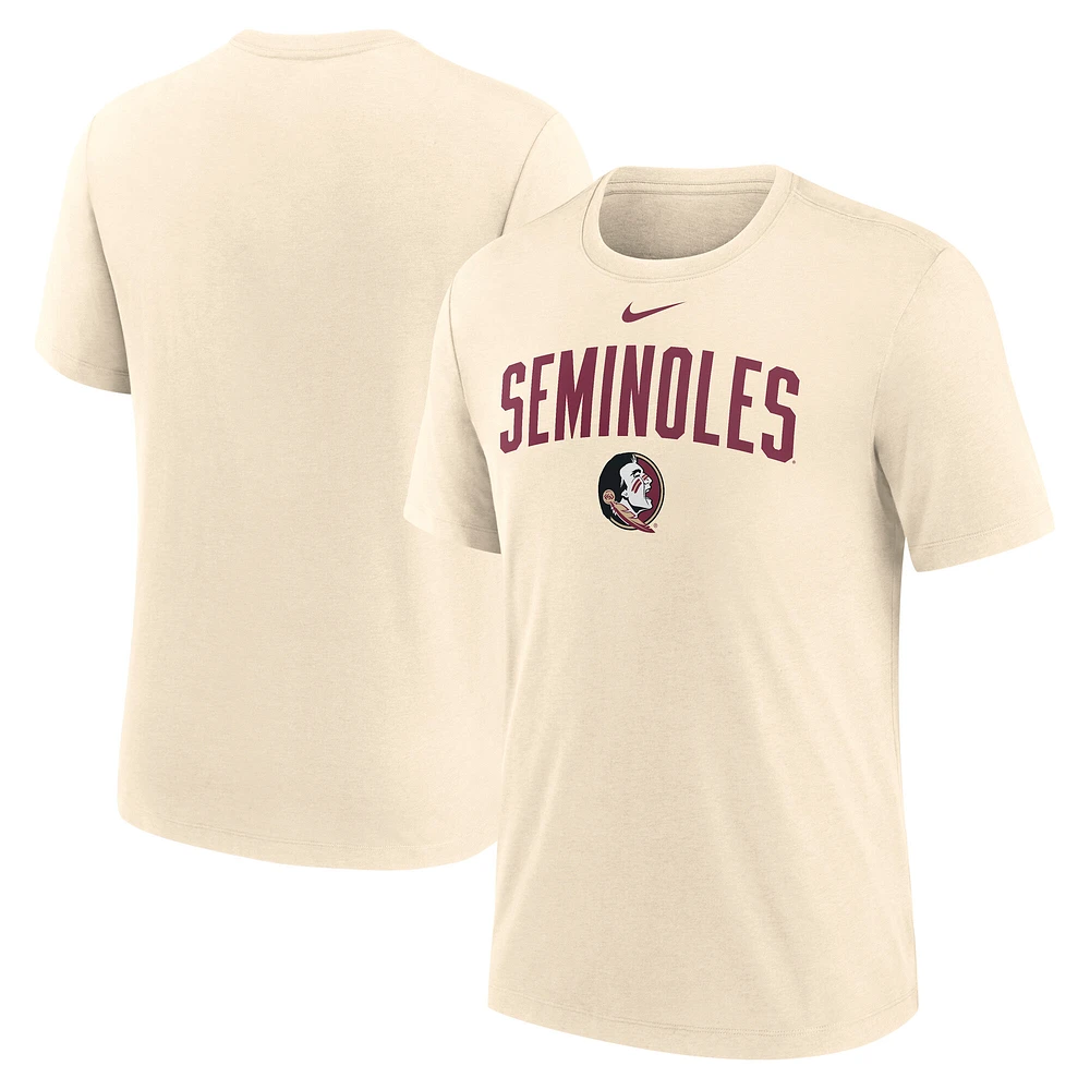 Men's Nike Natural Florida State Seminoles Arch Logo Triblend T-Shirt