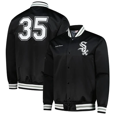 Men's Mitchell & Ness Frank Thomas Black Chicago White Sox Legends Collection Vintage Satin Full-Snap Jacket