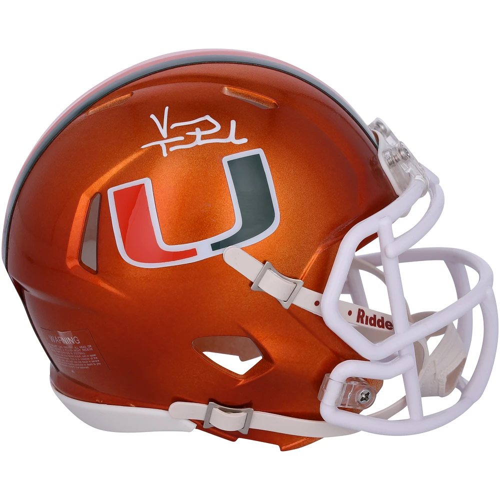 Vinny Testaverde Miami Hurricanes Autographed Riddell Flash Speed Mini Helmet