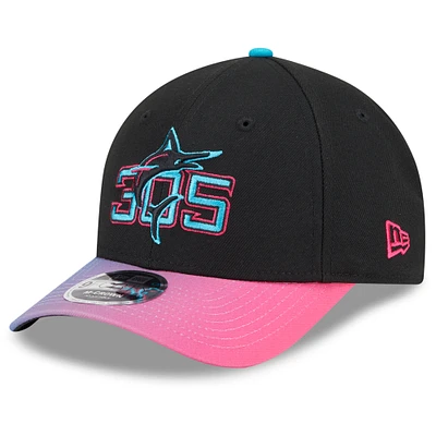 Men's New Era Black/Pink Miami Marlins 2025 City Connect 9FORTY M-Crown Adjustable Hat
