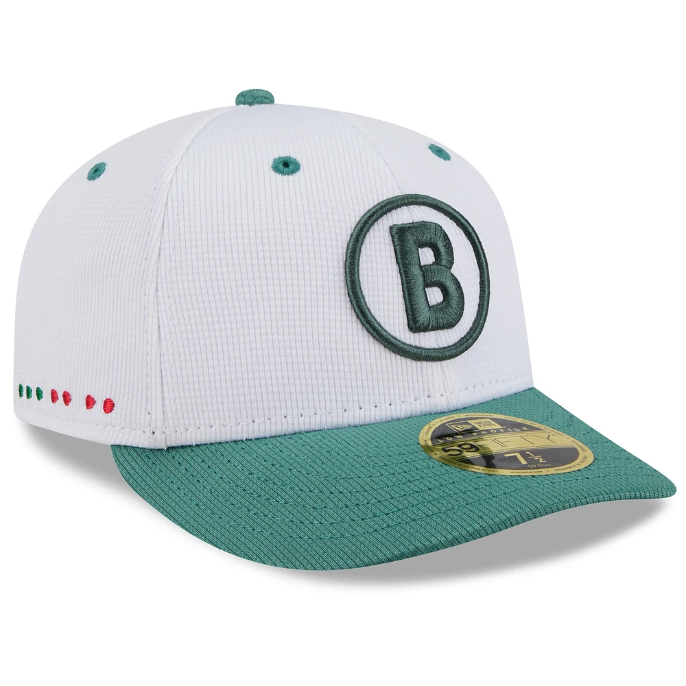 Men's New Era White/Green Boston Red Sox 2025 City Connect Batting Practice Low Profile 59FIFTY Fitted Hat