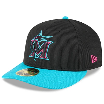 Men's New Era Black/Teal Miami Marlins 2025 City Connect Batting Practice Low Profile 59FIFTY Fitted Hat