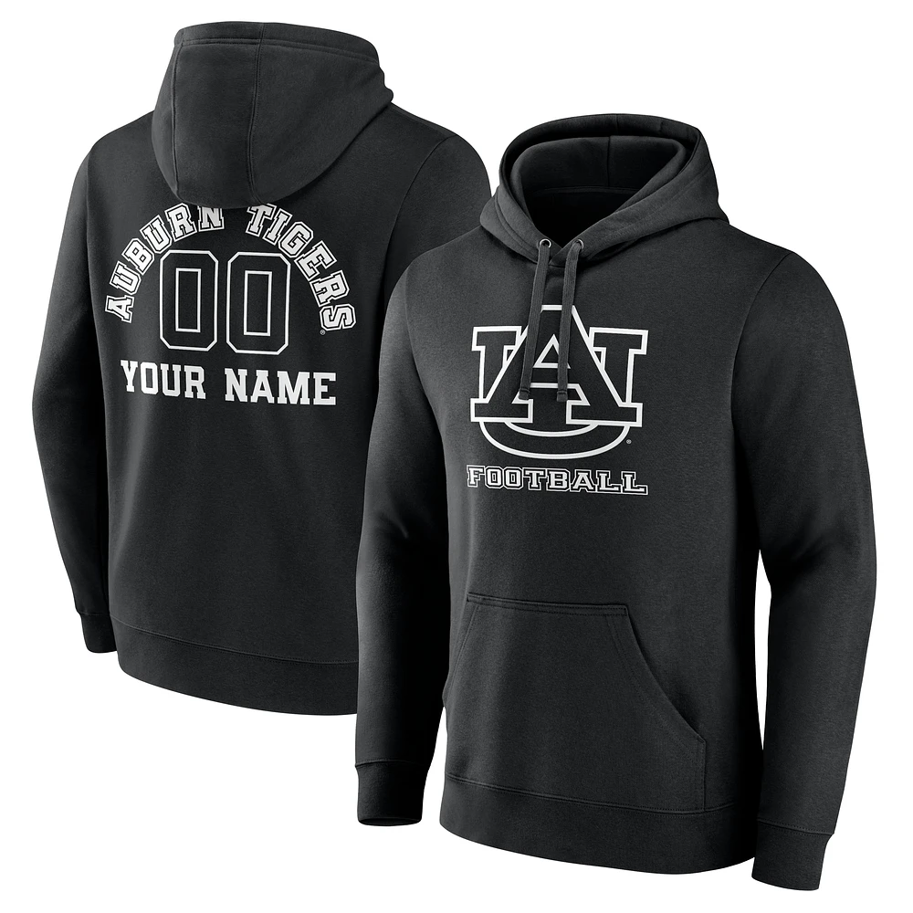 Men's Black Auburn Tigers Personalized Name & Number Monochrome Pullover Hoodie