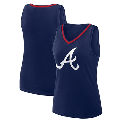 Women's Logo Athletic Navy Atlanta Braves Stellar Win V-Neck Tank Top
