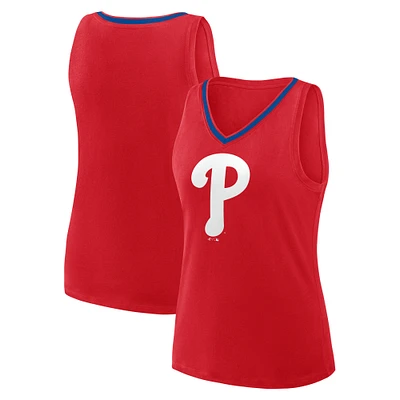 Women's Logo Athletic Red Philadelphia Phillies Stellar Win V-Neck Tank Top