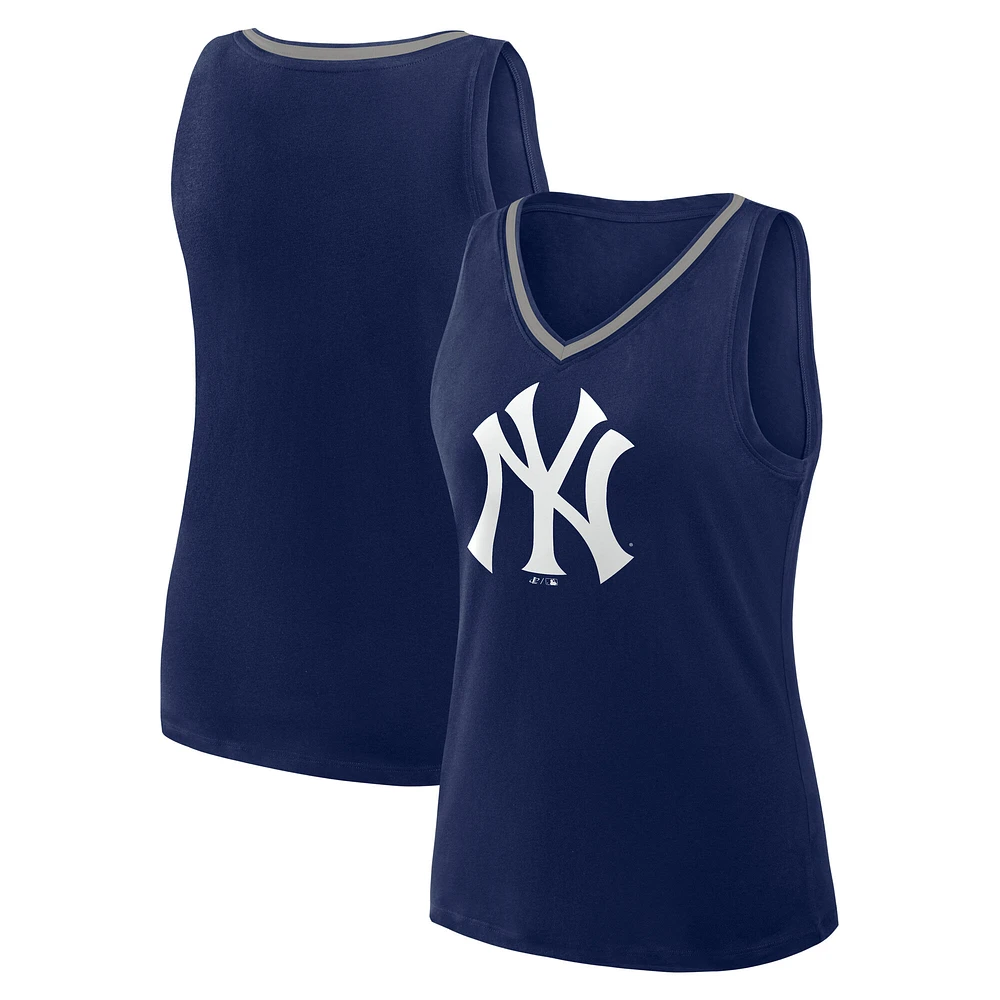 Women's Logo Athletic Navy New York Yankees Stellar Win V-Neck Tank Top