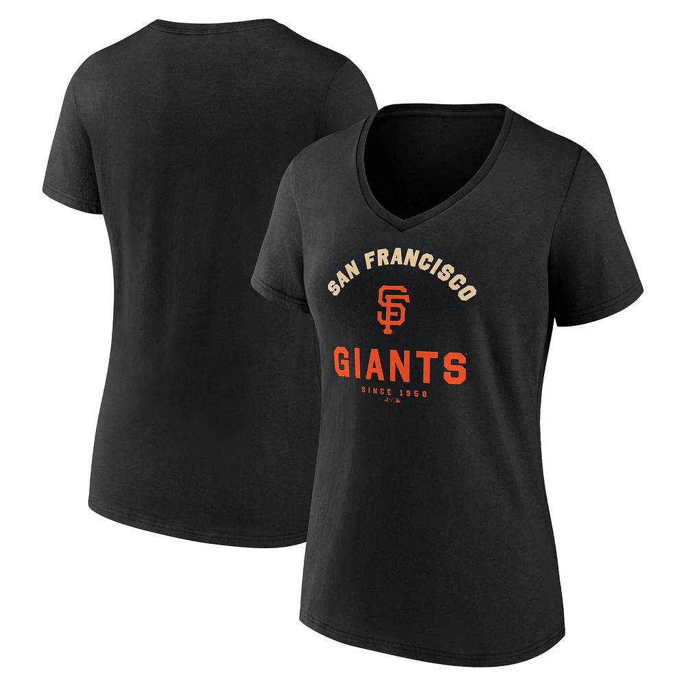 Women's Logo Athletic Black San Francisco Giants Unrivaled V-Neck T-Shirt