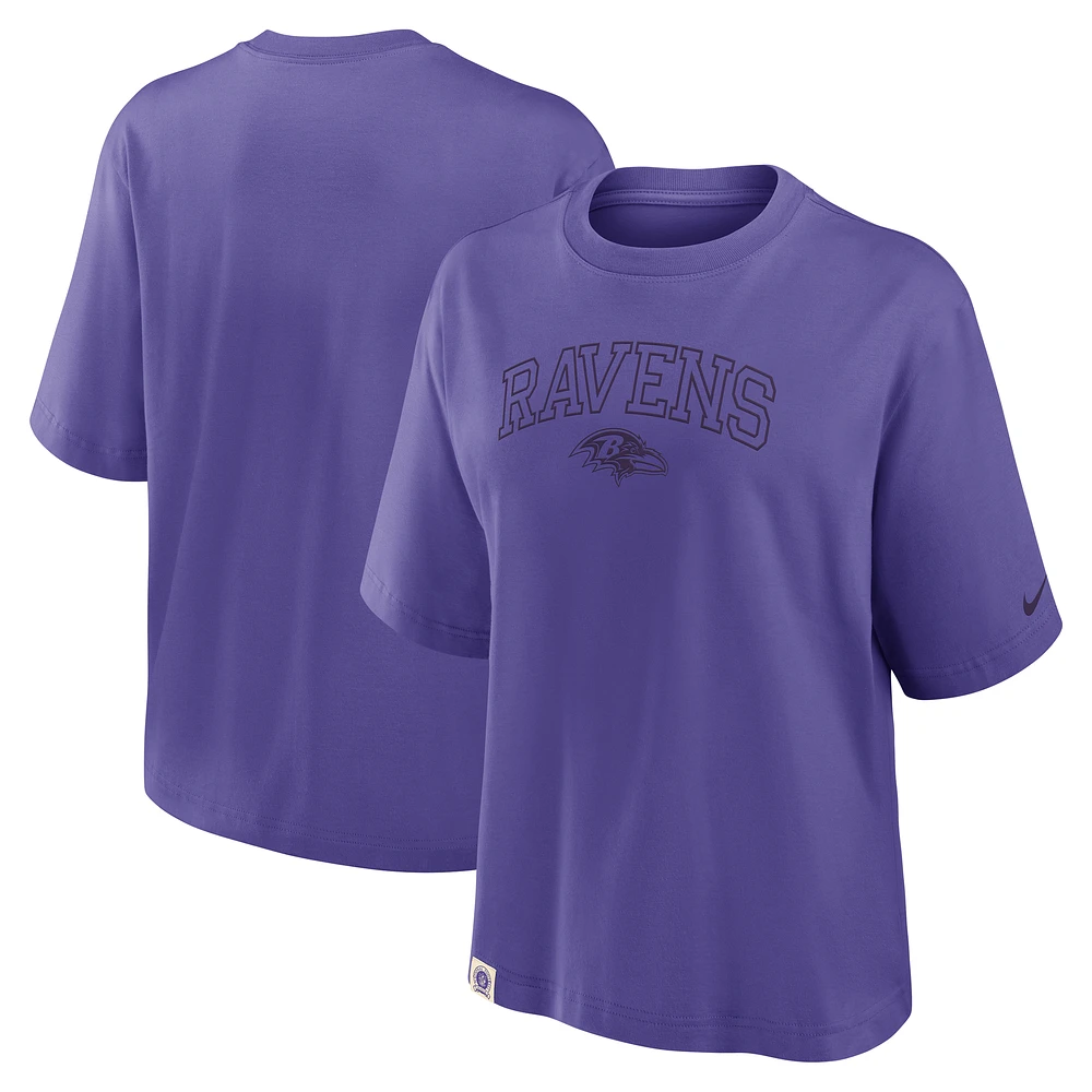 Women's Nike Purple Baltimore Ravens Glory Arch Boxy T-Shirt