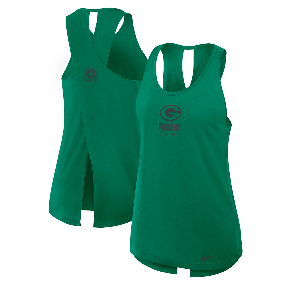 Women's Nike Green Bay Packers Glory Crisscross Performance Tank Top